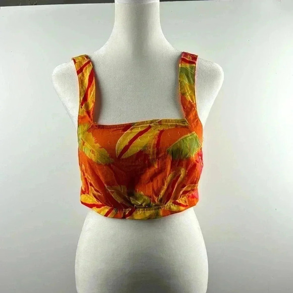 NWT XS haute hippie BRIGHT COLORS CAMISOLE 3 BUTTON BACK & SELF TIE GREAT DETAIL - Picture 1 of 9